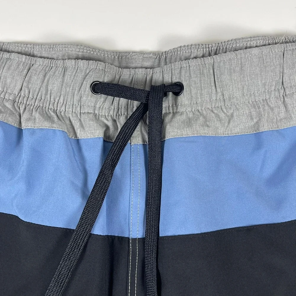 Nautica Mens XXL Gray Blue Colorblock 8.5 Inseam Swim Trunks T6516C New